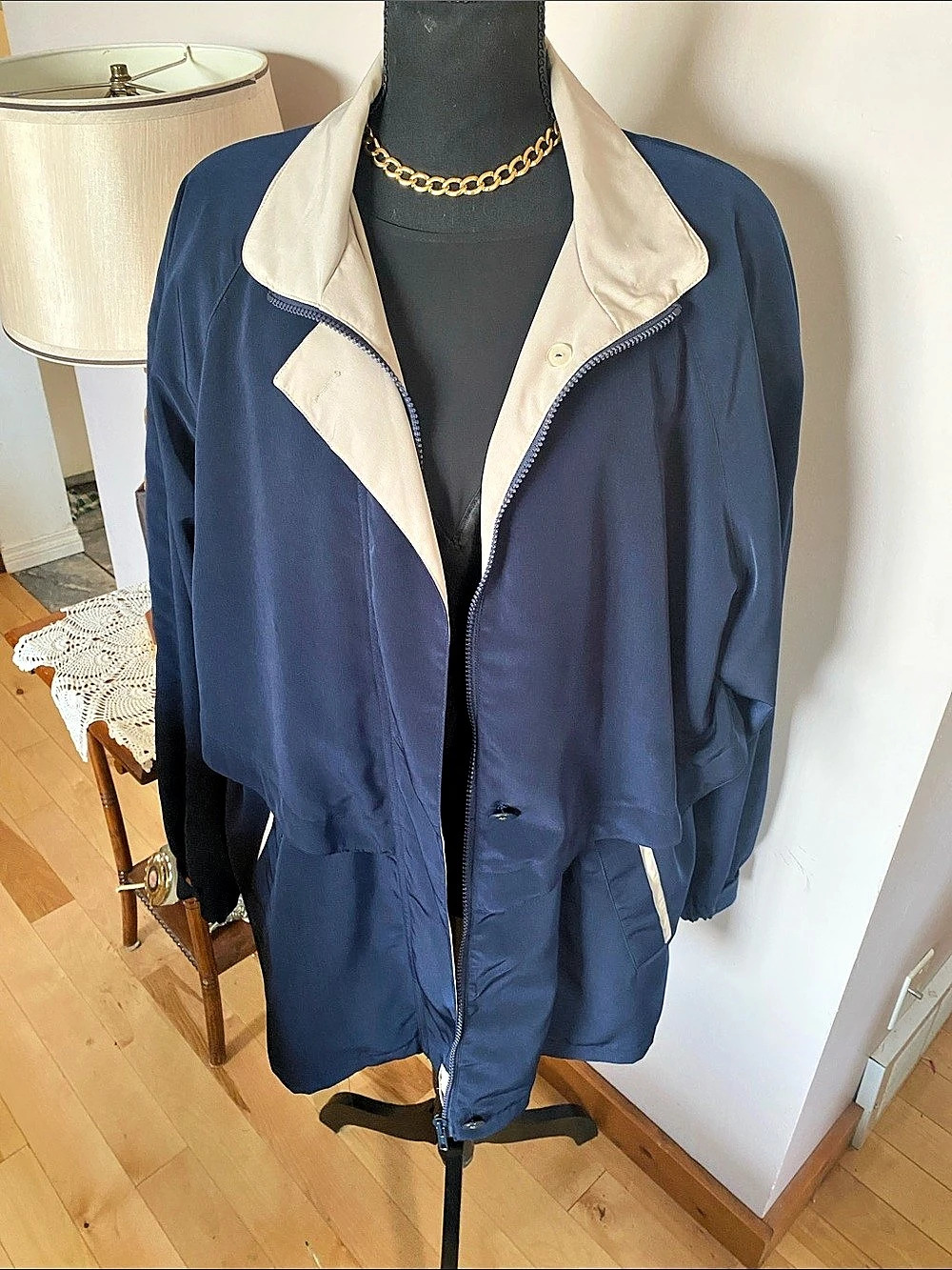 Gloria Vanderbilt Navy Windbreaker Jacket